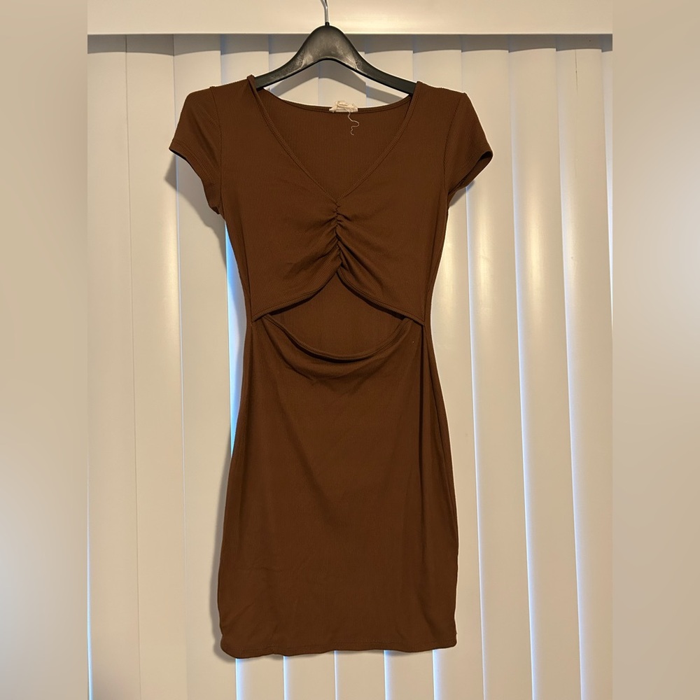 See You Monday Brown Cut Out Dress